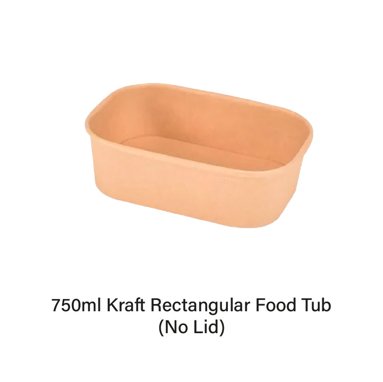 750ml Kraft Rectangular Food Tub (50pcs)
