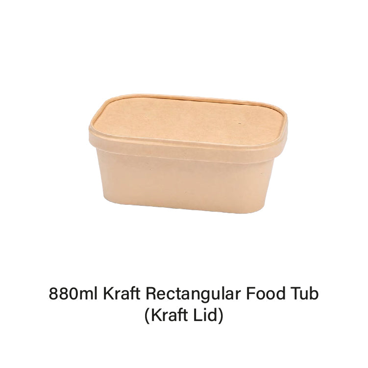 880ml Kraft Rectangular Food Tub (50pcs)