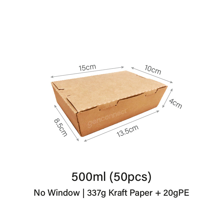 500ml Kraft Lunch Box (50pcs)