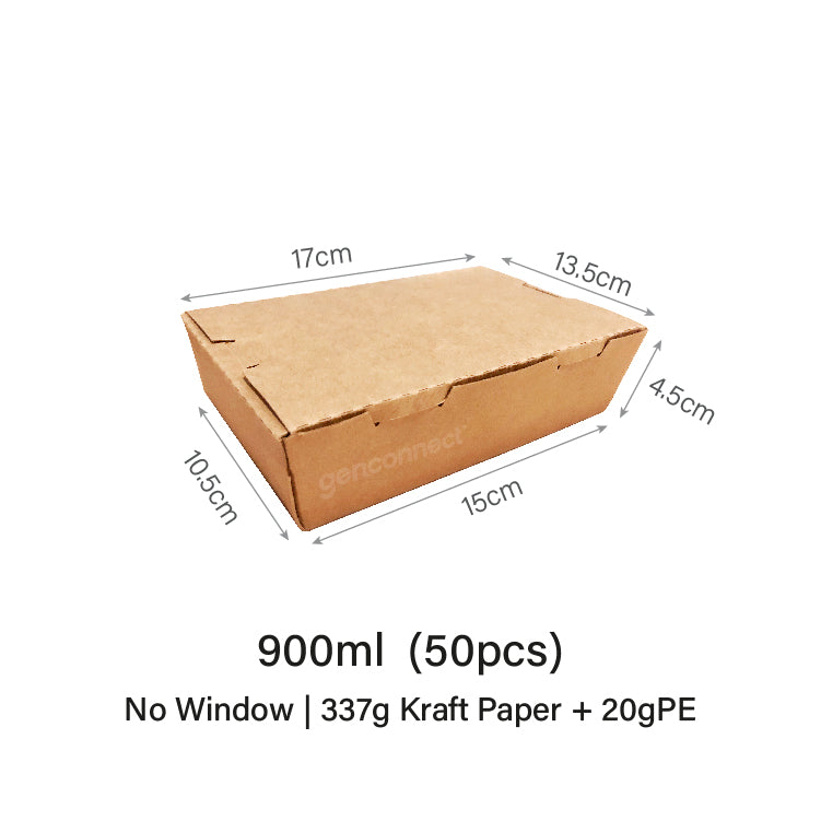 900ml Kraft Lunch Box (50pcs)