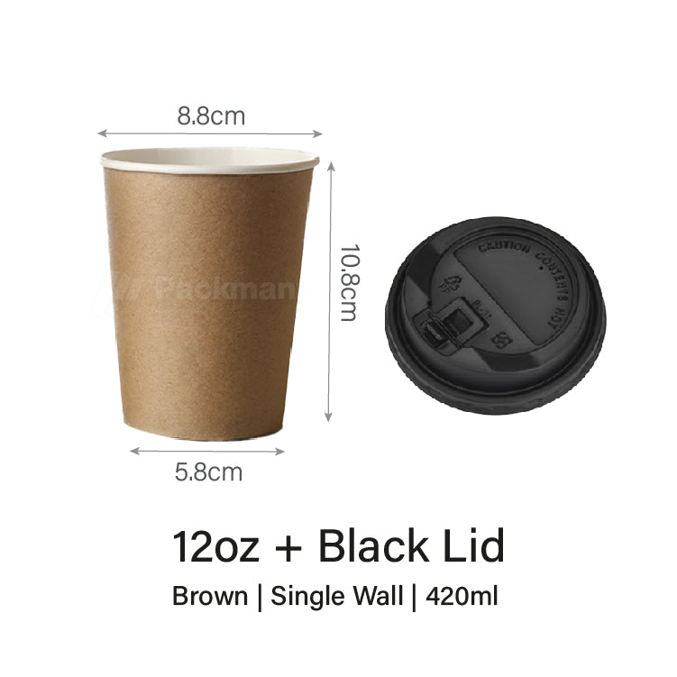 12oz Brown Single Wall Paper Cup