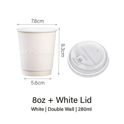 8oz White Double Wall Paper Cup