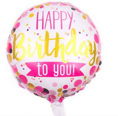 Gold Pink Polka Round Balloon