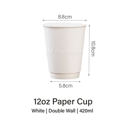 12oz White Single / Double Wall Paper Cup