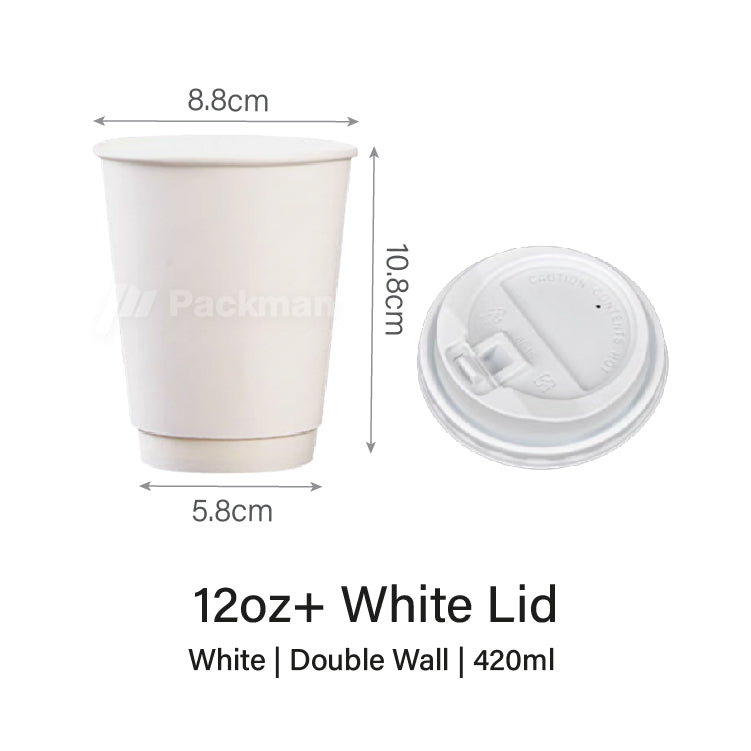 12oz White Single / Double Wall Paper Cup