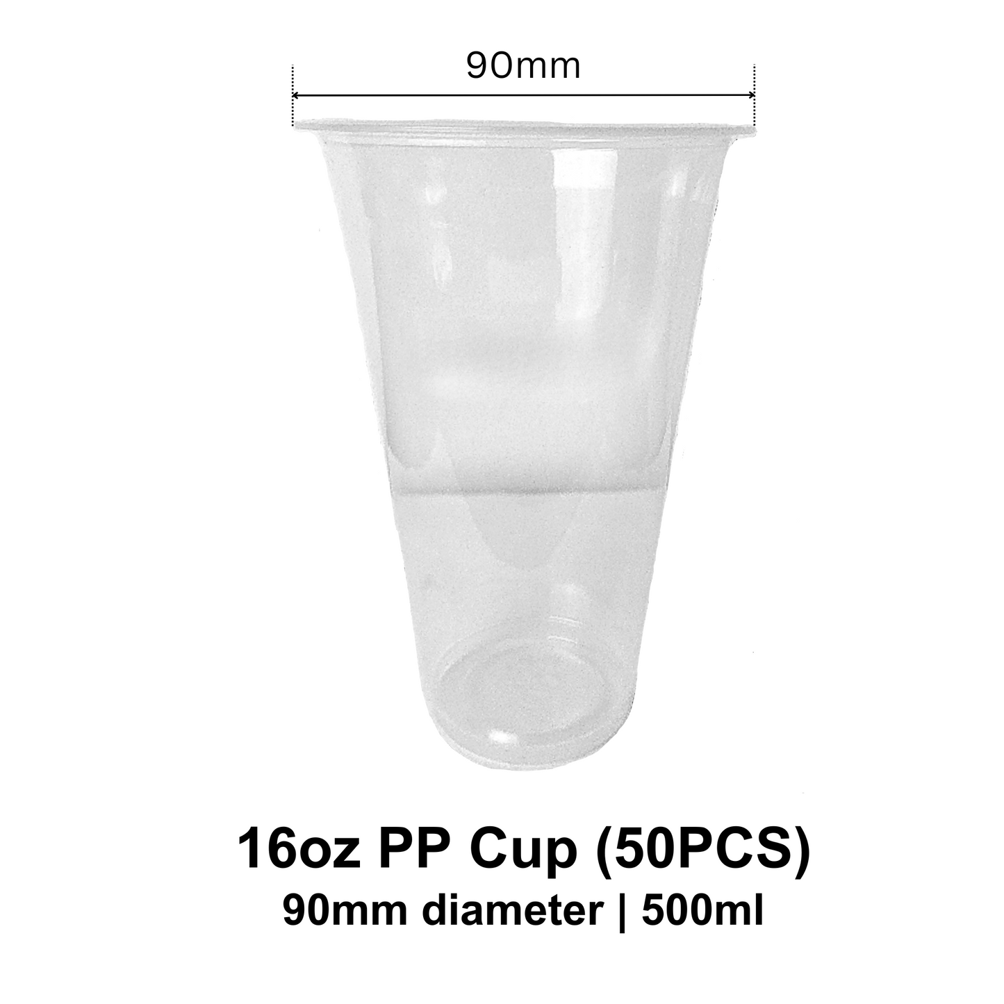 90mm PP Cup - 16oz (50pcs)