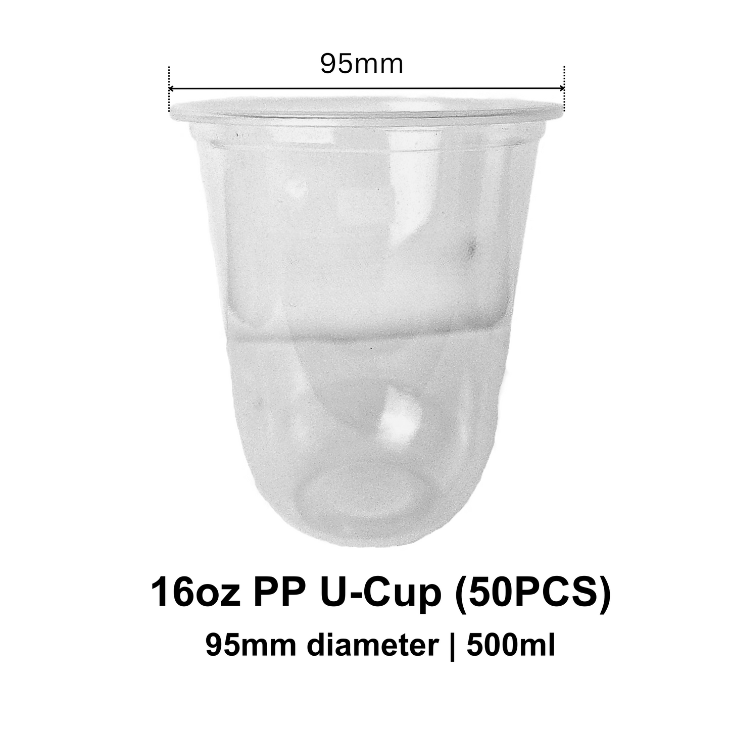 95mm PP U Cup - 16oz (50PCS)
