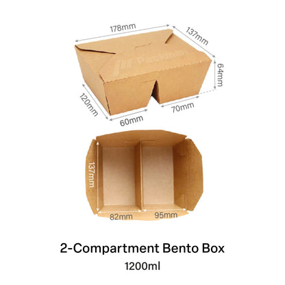 2-Compartment Kraft Paper Bento Box
