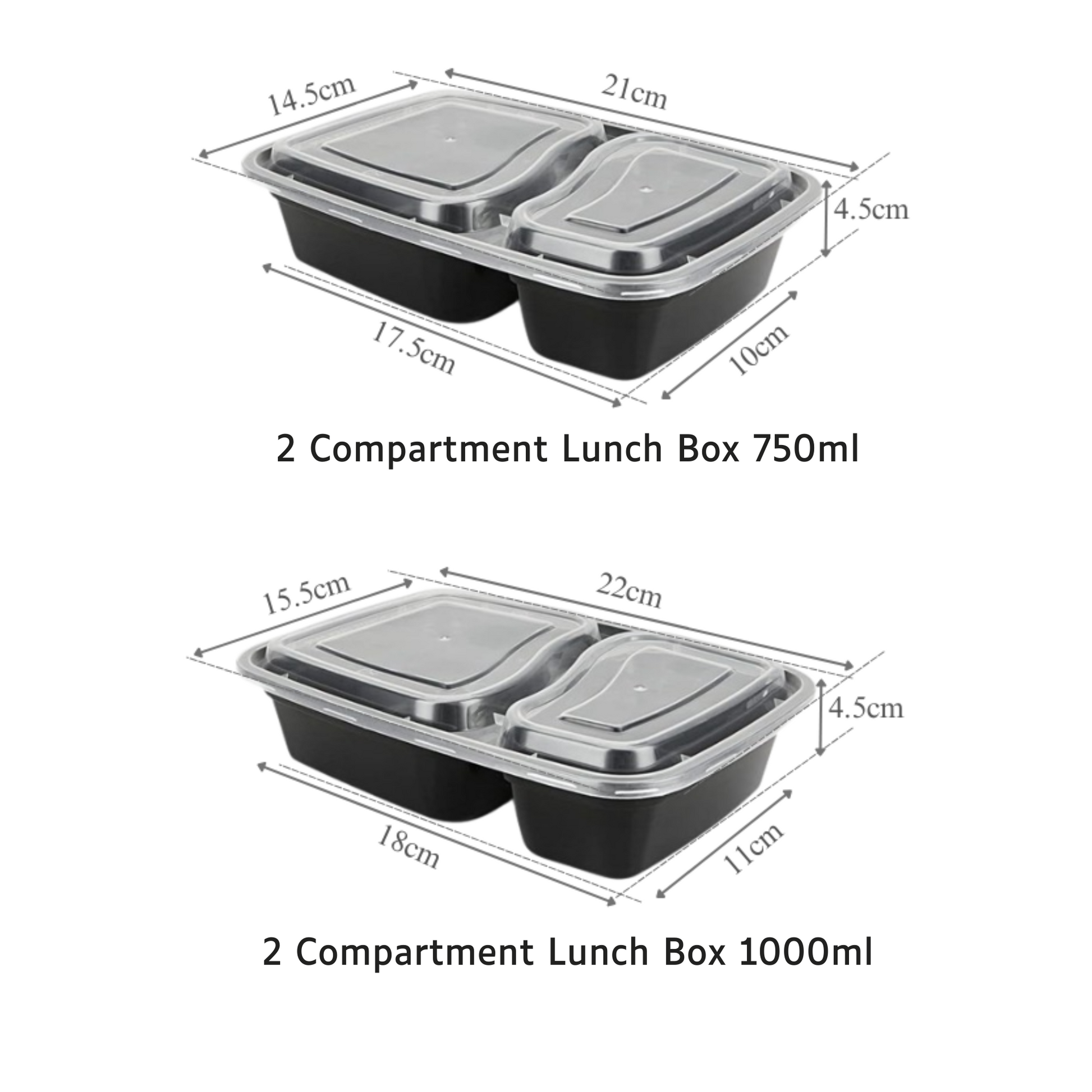 2/3/4 Compartment Plastic Bento Box With Lids