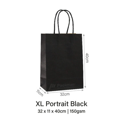 32 x 11 x 40cm XL Portrait Black Paper Bag