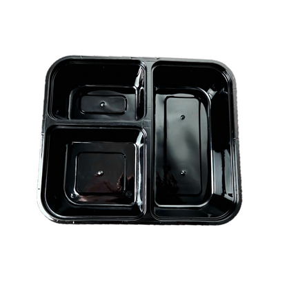 3 Compartment Plastic Bento Box with Lid - 1000ML