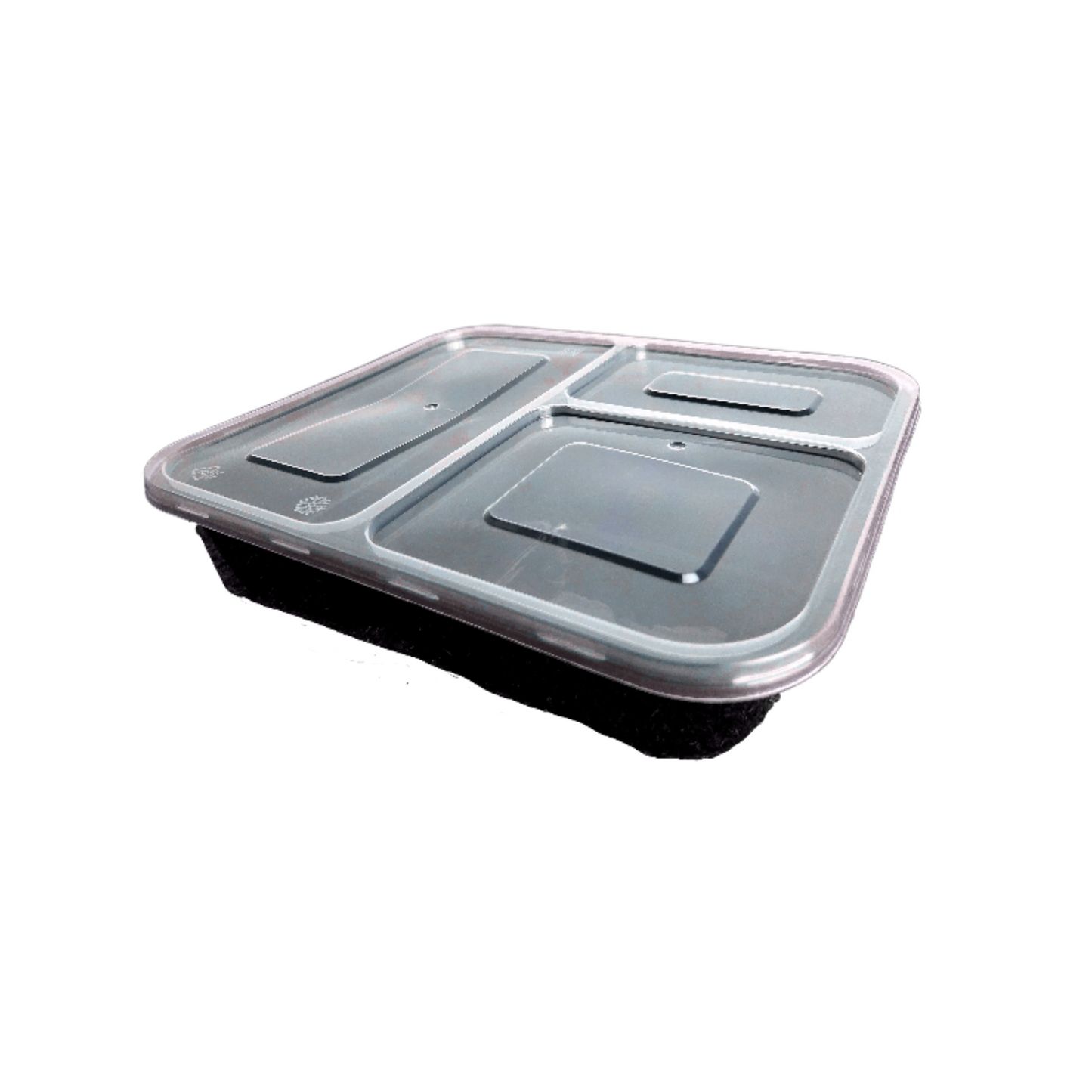 3 Compartment Plastic Bento Box with Lid - 1000ML