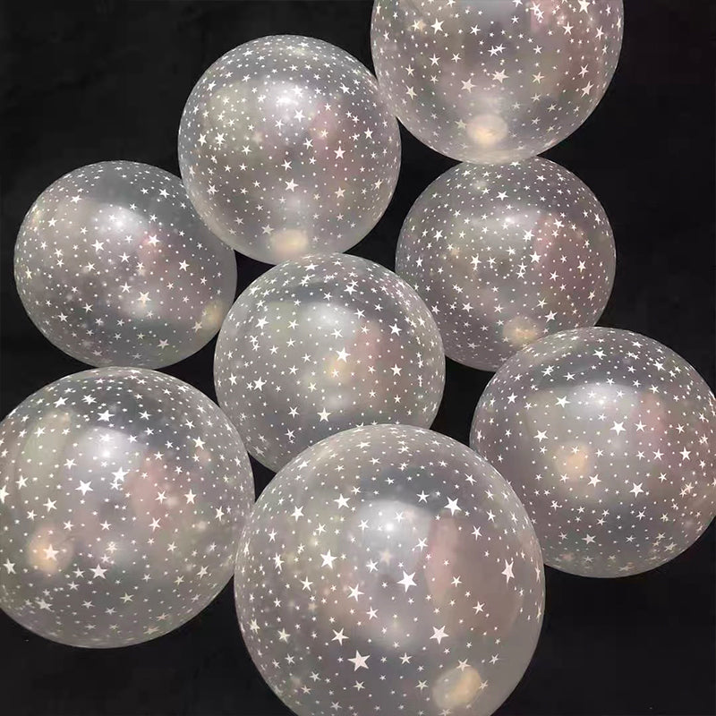 Turquoise White with Transparent Star Balloon Set (50pcs)