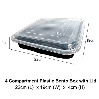 2/3/4 Compartment Plastic Bento Box With Lids 