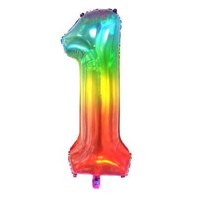 40-Inch Gummy Rainbow Number Foil Balloon