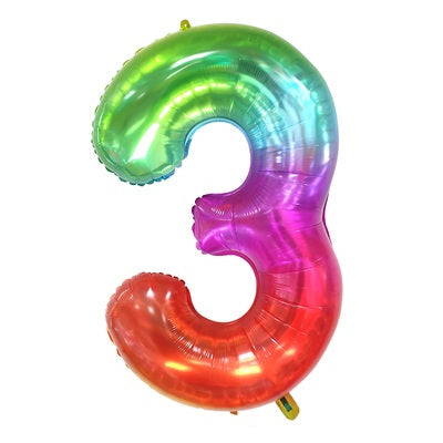 40-Inch Gummy Rainbow Number Foil Balloon