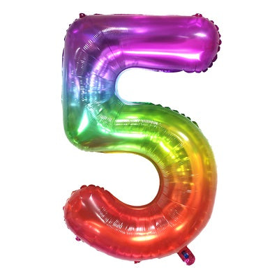 40-Inch Gummy Rainbow Number Foil Balloon
