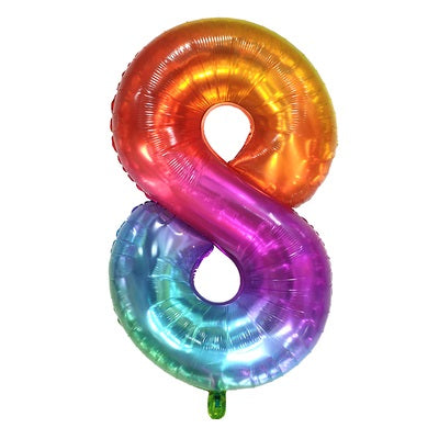 40-Inch Gummy Rainbow Number Foil Balloon