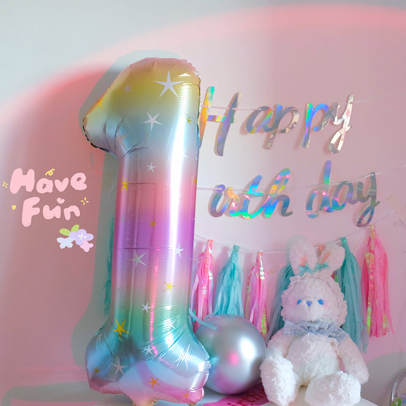 40-Inch Sparkle Star Number Foil Balloon