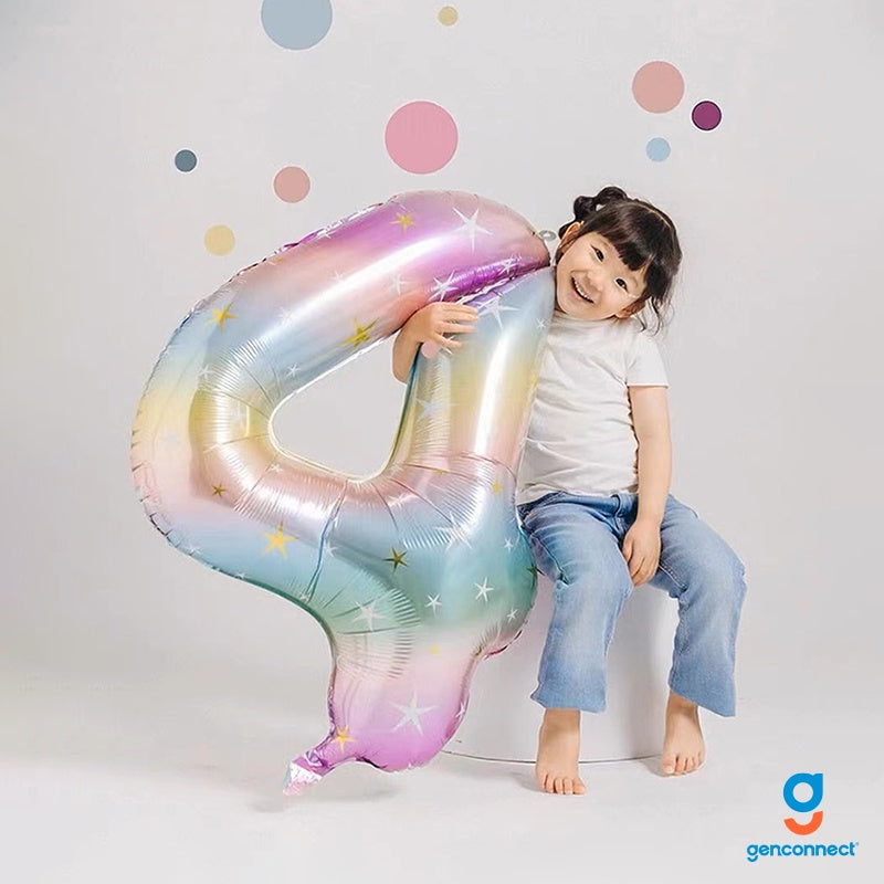 40-Inch Sparkle Star Number Foil Balloon