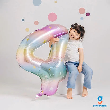 40-Inch Sparkle Star Number Foil Balloon