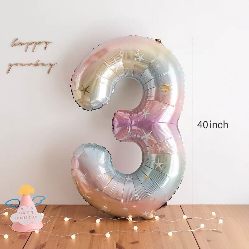 40-Inch Sparkle Star Number Foil Balloon