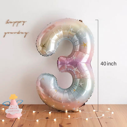 40-Inch Sparkle Star Number Foil Balloon