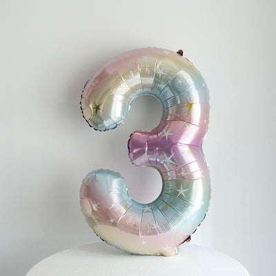40-Inch Sparkle Star Number Foil Balloon