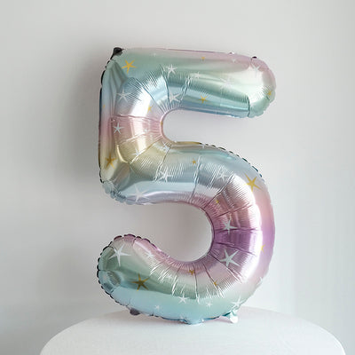 40-Inch Sparkle Star Number Foil Balloon