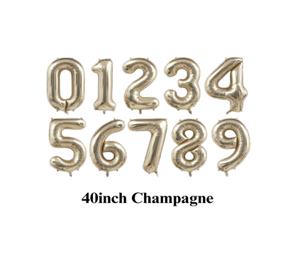 40 Inch Champagne Number Foil Balloon