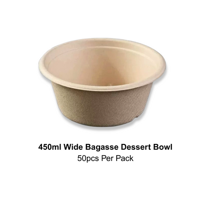 Bagasse Dessert Bowl 450ml Wide (50PCS/PACK)