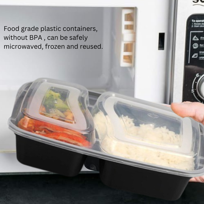 2 Compartment Plastic Bento Box 800ml With Lids
