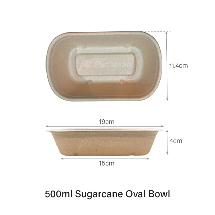 500ml Sugarcane Oval Bowl (50pcs)