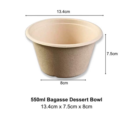 Bagasse Dessert Bowl 550ml (50PCS/PACK)
