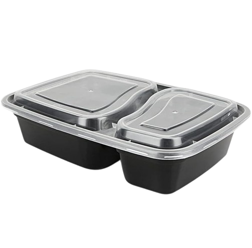 2 Compartment Plastic Bento Box 1000ml With Lids