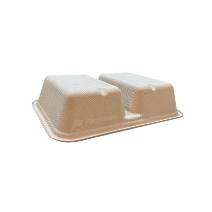 750ml Sugarcane 2-Compartment Lunch Box