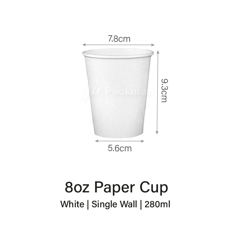 8oz White Single / Double Wall Paper Cup