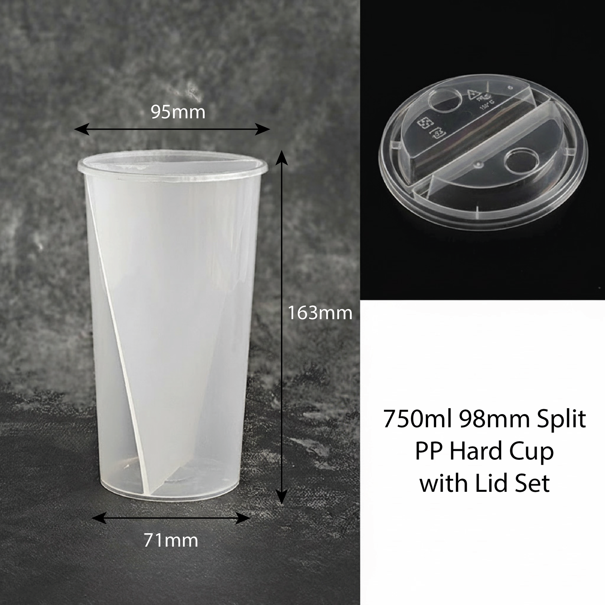 98mm Split PP Hard Cup With LID Set