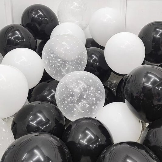 Black White with Transparent Star Balloon Set (50pcs)