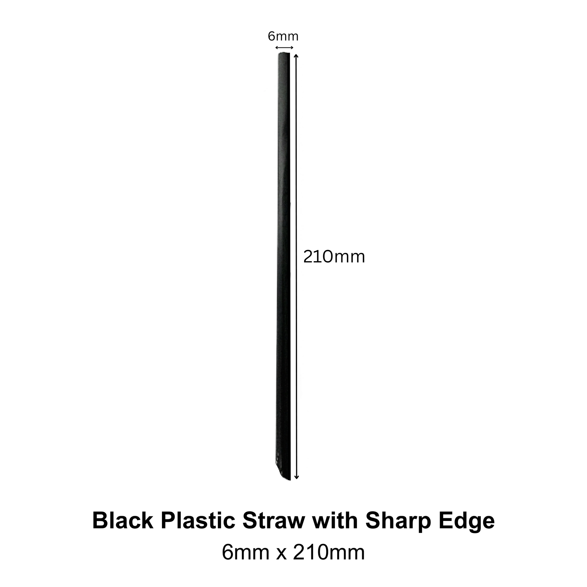 Black Plastic Straw with Sharp Edge