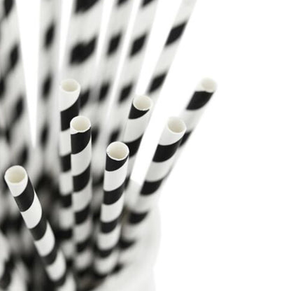 Black Striped Paper Straw