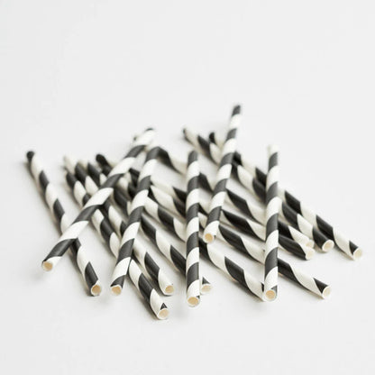 Black Striped Paper Straw