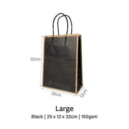 Black with Brown Border Paper Bag