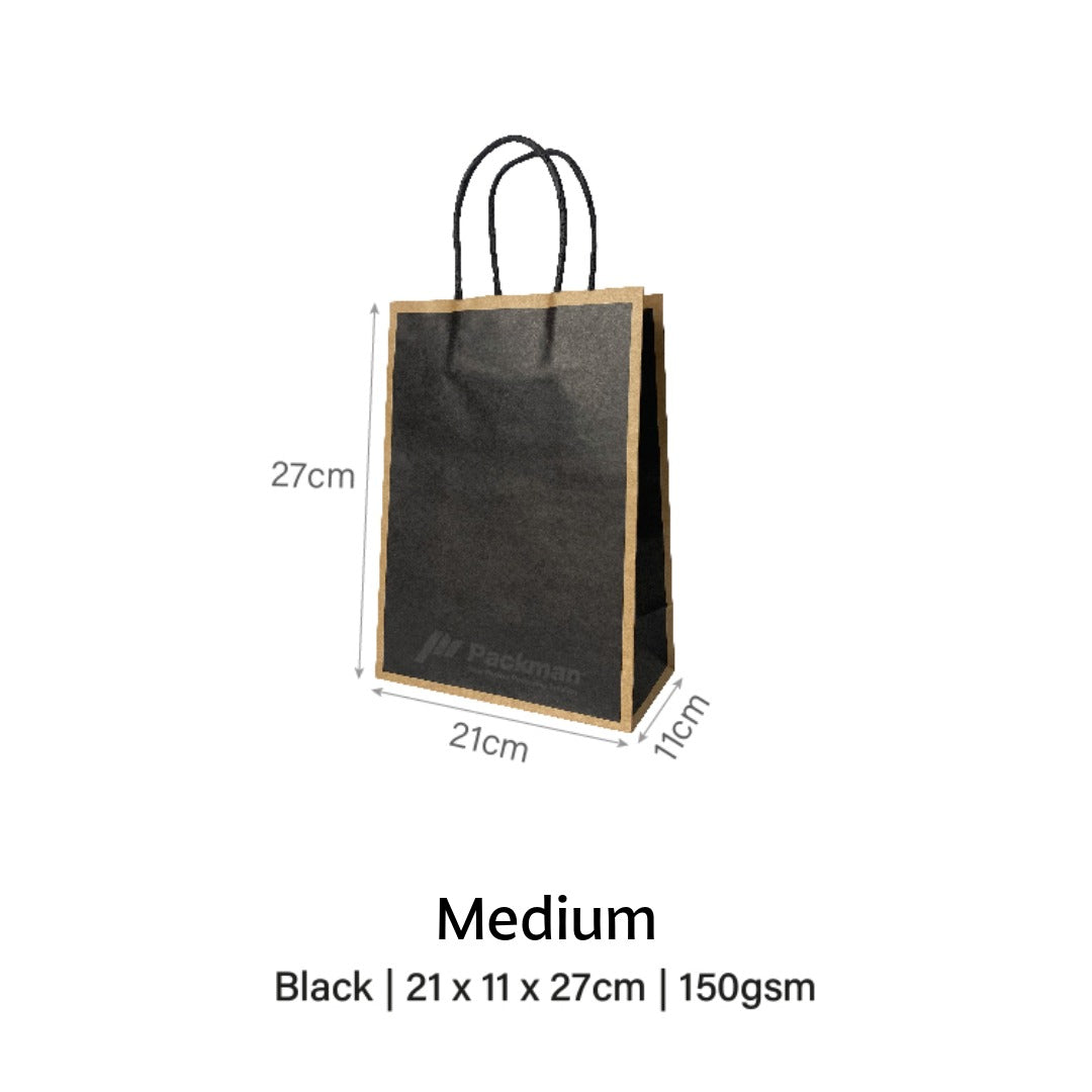 Black with Brown Border Paper Bag