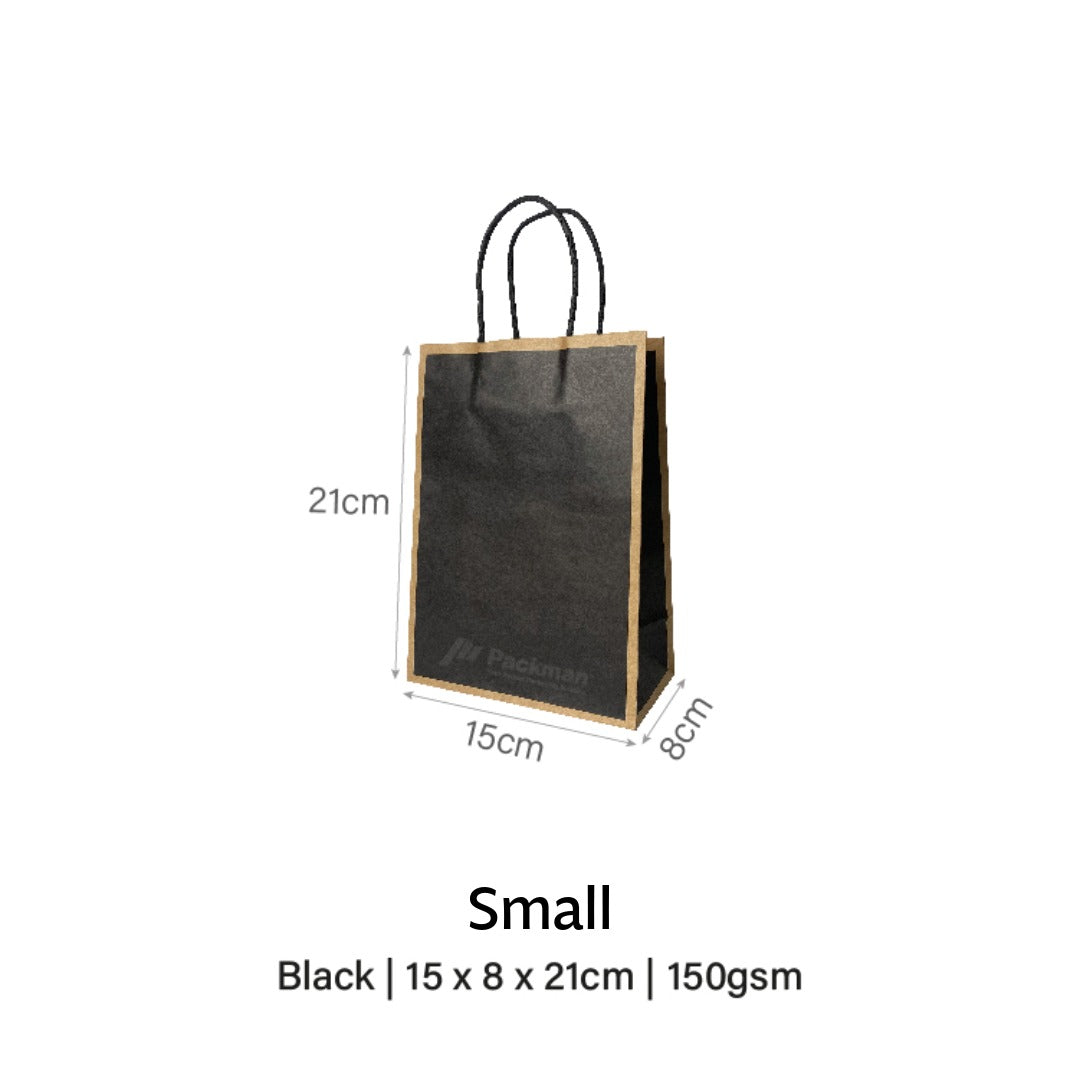 Black with Brown Border Paper Bag
