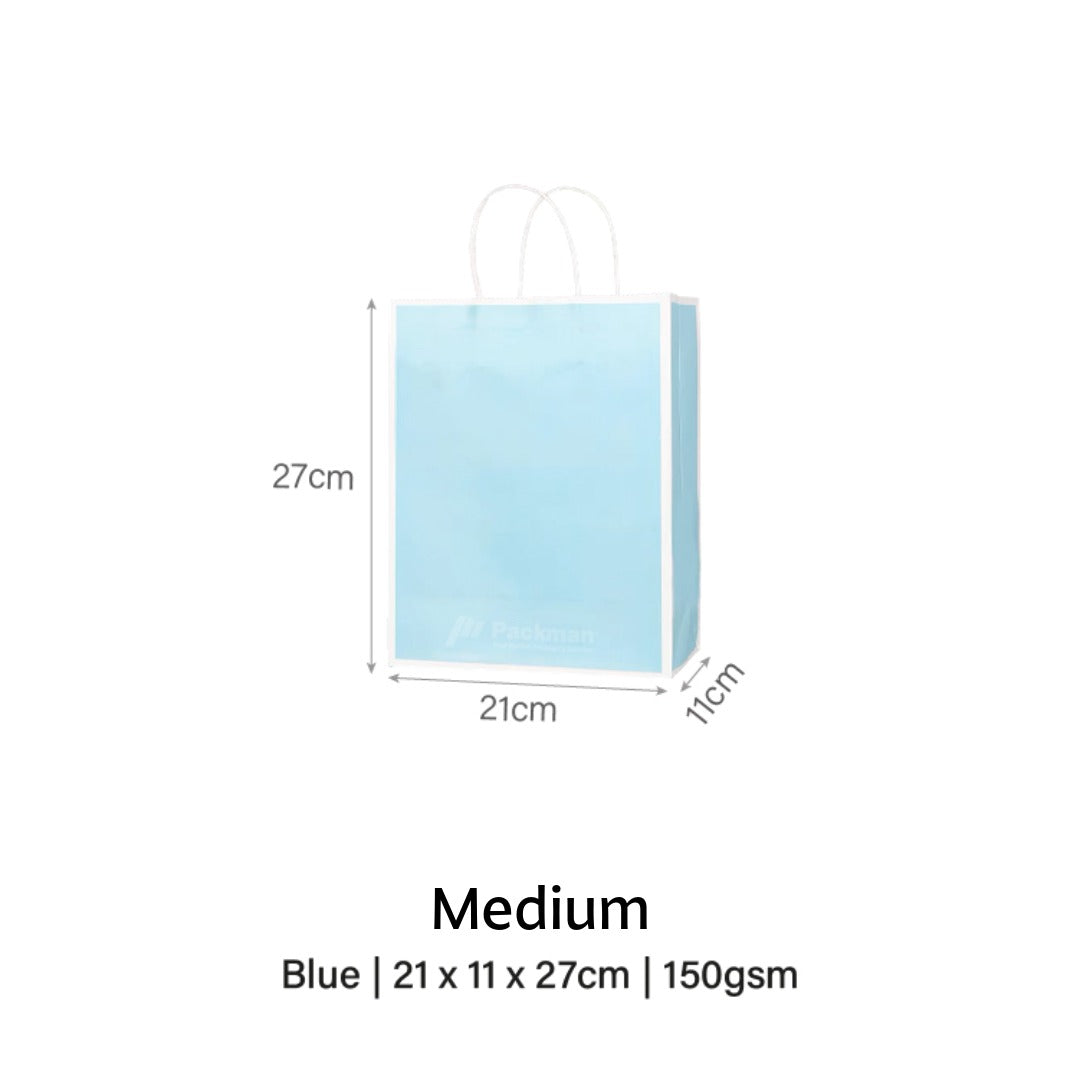 Blue with White Border Paper Bag