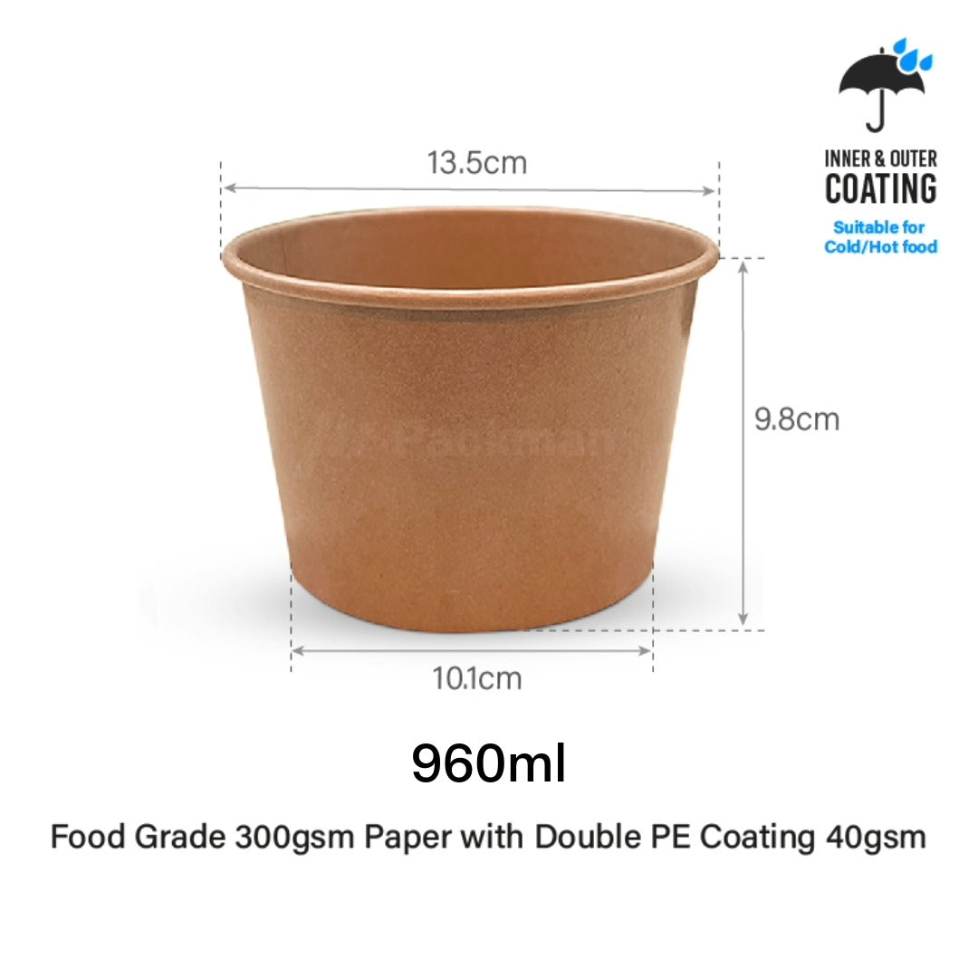 Brown Double-Coated Kraft Bowl