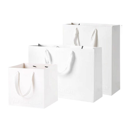 Coloured Rope White Paper Bag