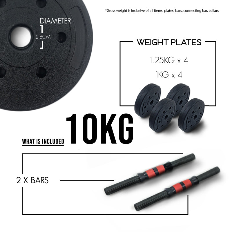 Convertible Dumbbell to Barbell 10/15kg