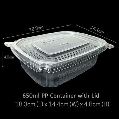 PP Container with Lid Set - 650ML (50pcs)